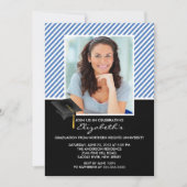 Aankondiging van de moderne Blauwe Stripe Graduati (Voorkant)