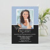 Aankondiging van de moderne Blauwe Stripe Graduati (Staand voorkant)