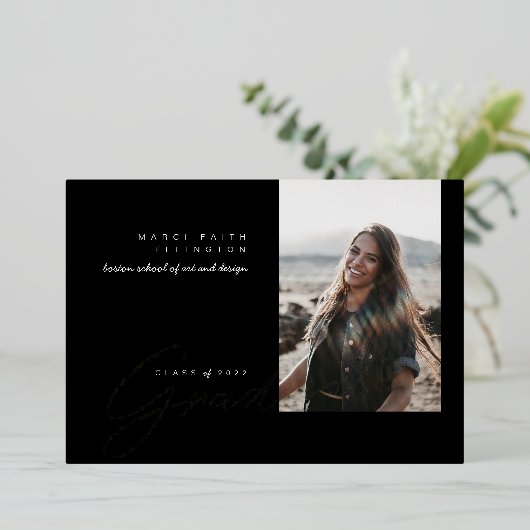 Aankondiging van de moderne Foto Black Afstuderen  (Staand Voorkant)