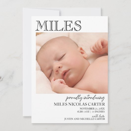 Aankondiging van de moderne geboorte van Elegant (Voorkant)