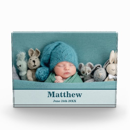 Aankondiging van de moderne geboorte van Elegant Fotoblokken (Voorkant)