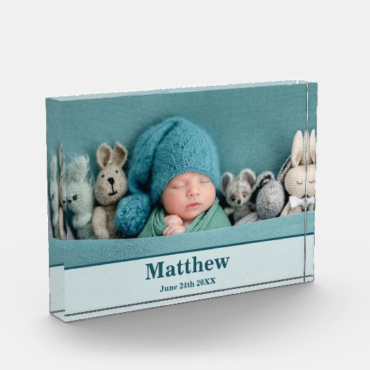 Aankondiging van de moderne geboorte van Elegant Fotoblokken (Links)