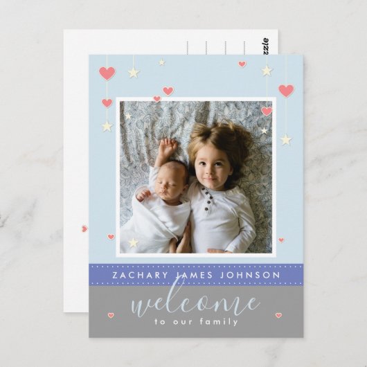 Aankondiging van de moderne hartsterffoto briefkaart (Voorkant / Achterkant)