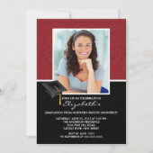 Aankondiging van de moderne Red Damask Graduation  (Voorkant)