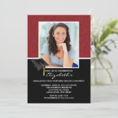 Aankondiging van de moderne Red Damask Graduation  (Staand voorkant)