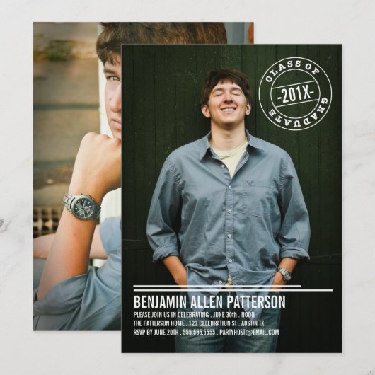 Aankondiging van de Moderne Stamp Photo Graduation (Voorkant / Achterkant)