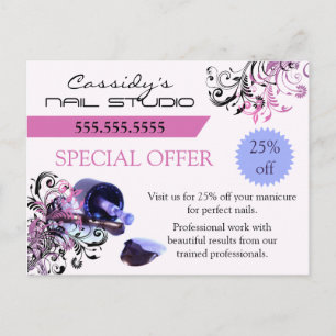 Aankondiging van de Nail Bar en de Nail Technicia Briefkaart