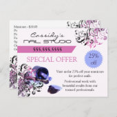 Aankondiging van de Nail Bar en de Nail Technicia Briefkaart (Voorkant / Achterkant)