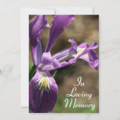 Aankondiging van de Paarse Iris Memorial Service (Voorkant)