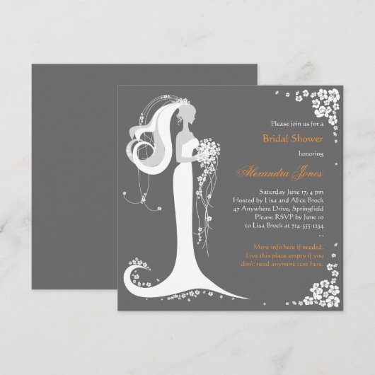 Aankondiging van de partij Elegant Bride Vrijgezel (Voorkant / Achterkant)