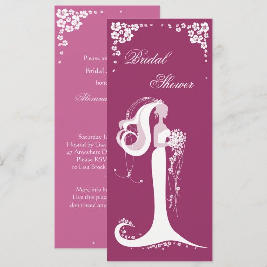 Aankondiging van de partij Elegant Bride Vrijgezel (Voorkant / Achterkant)