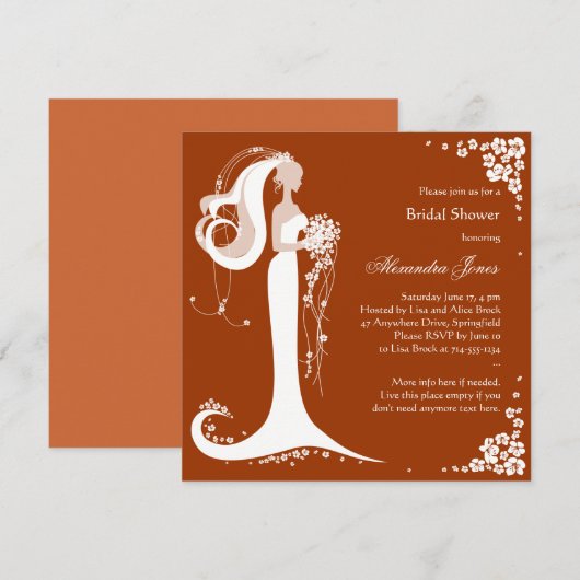 Aankondiging van de partij Elegant Bride Vrijgezel (Voorkant / Achterkant)