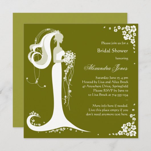 Aankondiging van de partij Elegant Bride Vrijgezel (Voorkant / Achterkant)