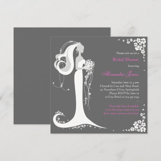 Aankondiging van de partij Elegant Bride Vrijgezel (Voorkant / Achterkant)