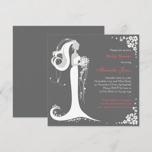 Aankondiging van de partij Elegant Bride Vrijgezel (Voorkant / Achterkant)