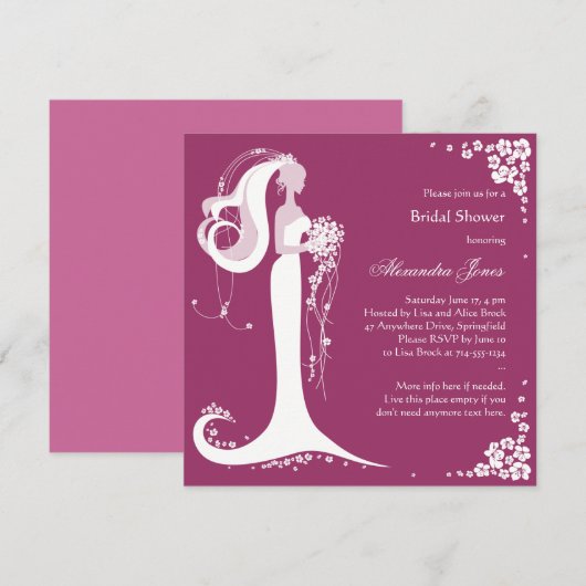 Aankondiging van de partij Elegant Bride Vrijgezel (Voorkant / Achterkant)