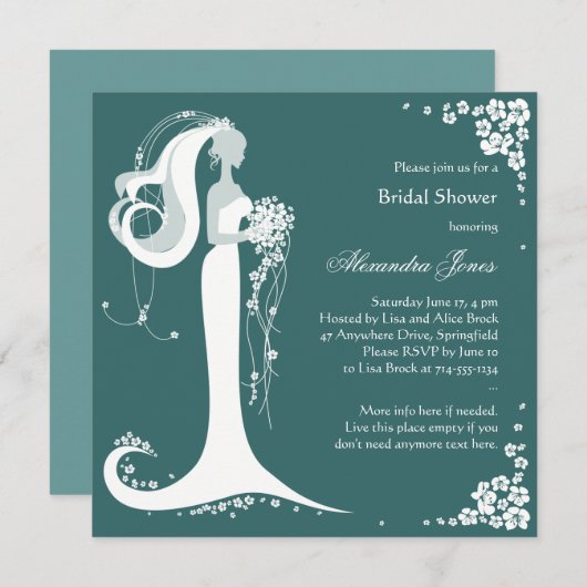 Aankondiging van de partij Elegant Bride Vrijgezel (Voorkant / Achterkant)