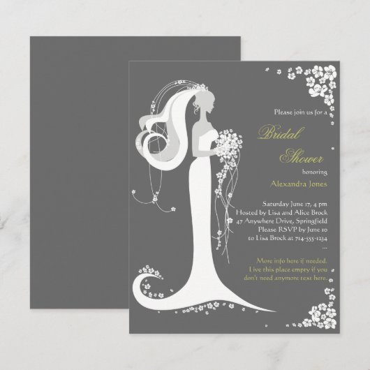 Aankondiging van de partij Elegant Bride Vrijgezel (Voorkant / Achterkant)