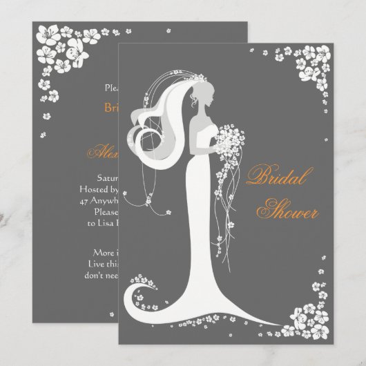 Aankondiging van de partij Elegant Bride Vrijgezel (Voorkant / Achterkant)