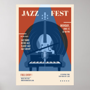 Aankondiging van de partij Jazz-retro-muziekposter Poster
