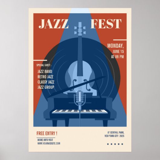 Aankondiging van de partij Jazz-retro-muziekposter Poster (Voorkant)