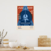 Aankondiging van de partij Jazz-retro-muziekposter Poster (Keuken)