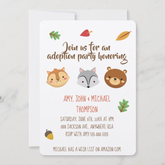 Aankondiging van de Partij van de adoptie - Uitnod (Achterkant)