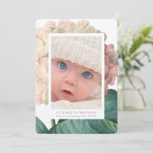 Aankondiging van de roze Big Flower Photo Card Bir (Staand voorkant)