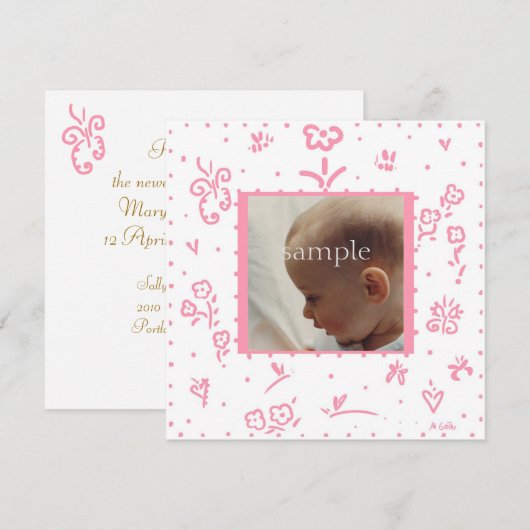 Aankondiging van de roze bloem (Voorkant / Achterkant)