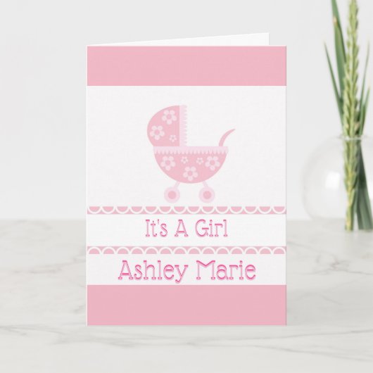 Aankondiging van de roze en witte Baby rol (Voorkant)