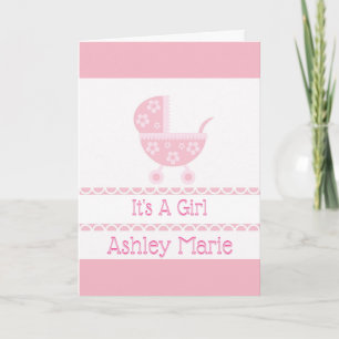 Aankondiging van de roze en witte Baby rol