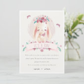 Aankondiging van de roze Floral Bunny & Birds Baby (Staand voorkant)