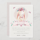 Aankondiging van de roze Floral Bunny & Birds Baby (Voorkant / Achterkant)