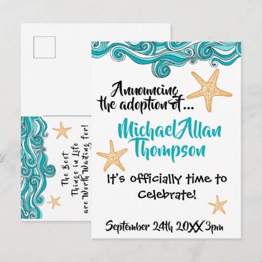 Aankondiging van de Starfish Adoption Party (Voorkant / Achterkant)