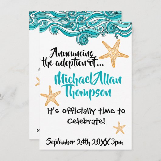 Aankondiging van de Starfish Adoption Party (Voorkant / Achterkant)