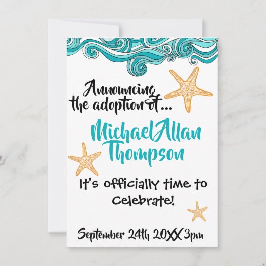 Aankondiging van de Starfish Adoption Party (Voorkant)