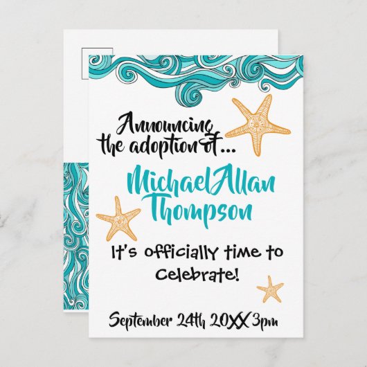 Aankondiging van de Starfish Adoption Party (Voorkant / Achterkant)