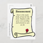 Aankondiging van de stijl van de Rol van het gedee Briefkaart (Voorkant / Achterkant)