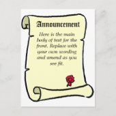 Aankondiging van de stijl van de Rol van het gedee Briefkaart (Voorkant)