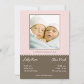 Aankondiging van de tweelinggeboorte met dubbele z (Voorkant)