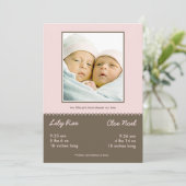 Aankondiging van de tweelinggeboorte met dubbele z (Staand voorkant)