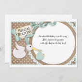 Aankondiging van de Uitnodiging van Stork Baby sho (Voorkant / Achterkant)