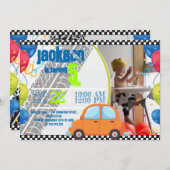 Aankondiging van de verjaardag met auto's en spore (Voorkant / Achterkant)