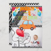 Aankondiging van de verjaardag met auto's en spore (Voorkant / Achterkant)