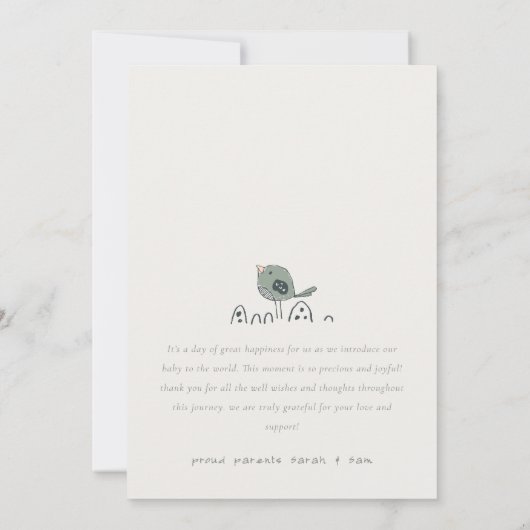 Aankondiging van de vogelfoto van Cute Boho Minima (Achterkant)