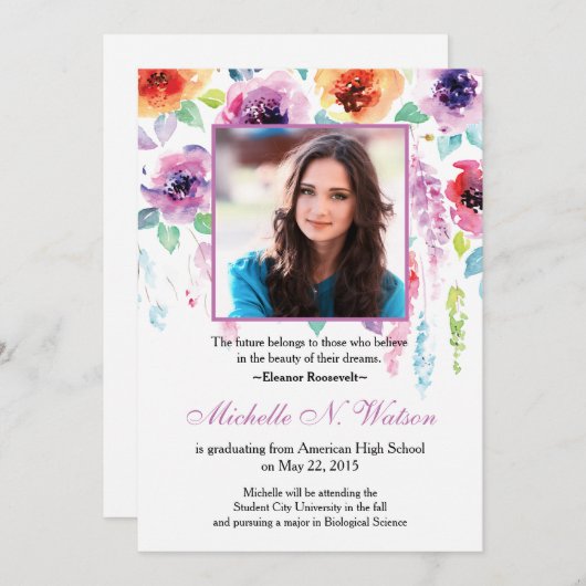 Aankondiging van de Waterverf Floral Afstuderen El (Voorkant / Achterkant)