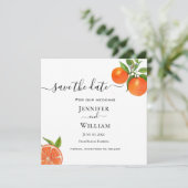 Aankondiging van de waterverf Oranje citrusbruilof (Staand voorkant)