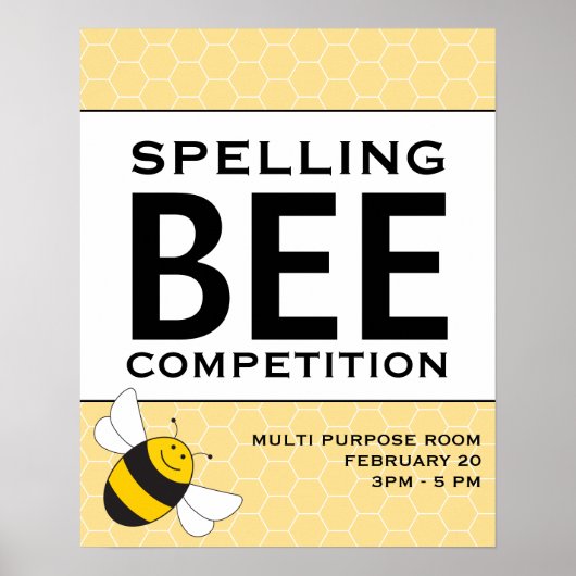 Aankondiging van de wedstrijd voor Spellingbijen P Poster (Voorkant)