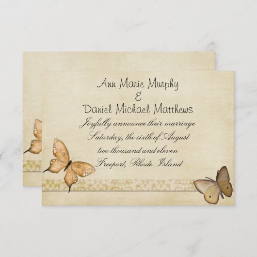  aankondiging van de weduwschap met Cream Butterfl (Voorkant / Achterkant)