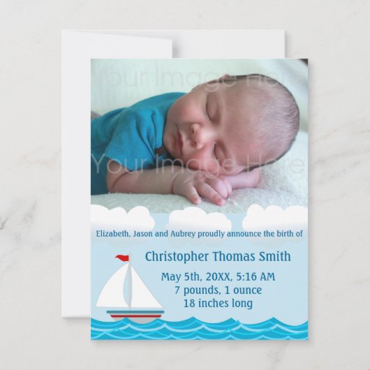 Aankondiging van de zagerboot Birth (Achterkant)